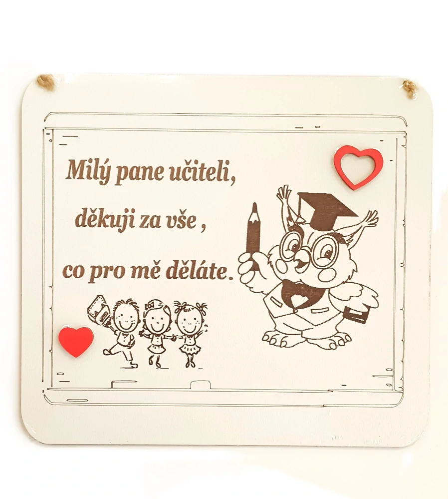 Dřevěná závěsná tabulka pro učitele