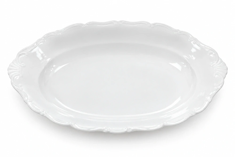 Oválný porcelánový servírovací tác – elegantní pomocník pro vánoční cukroví