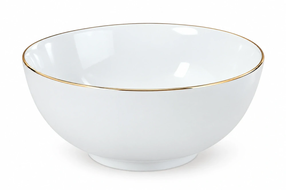 Vánoční elegance na stole – porcelánová miska se zlatým lemem
