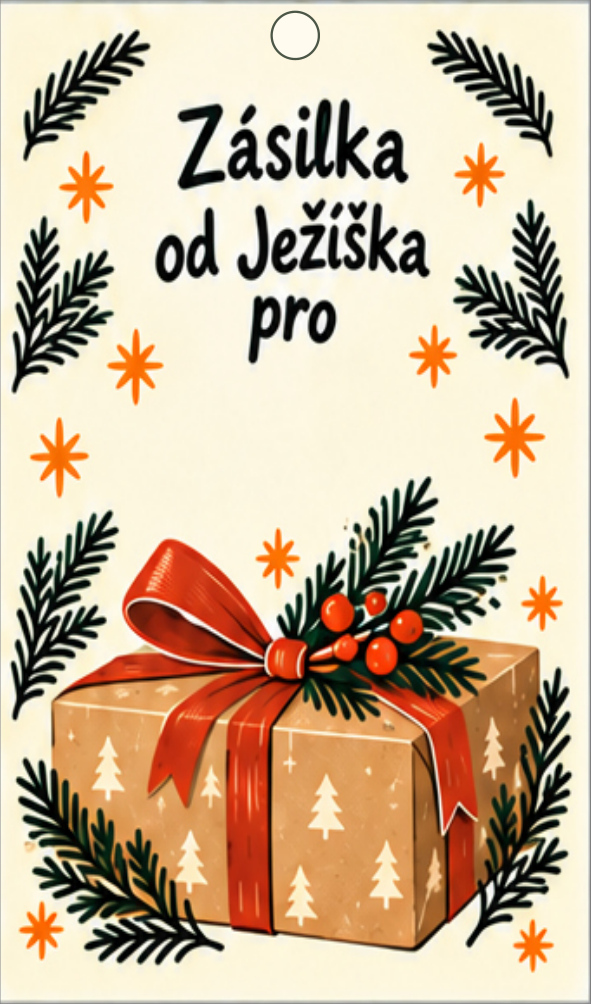 Vánoční jmenovka na dárek – Zásilka od Ježíška
