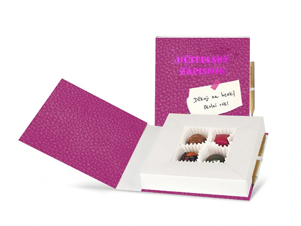 Choco Bonté Dárek pro učitele/ky - Bonboniéra Učitelský zápisník růžový