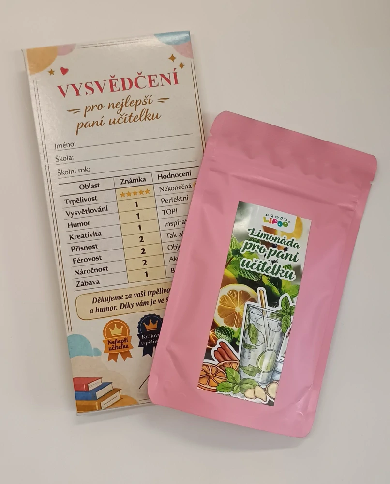 Pro učitelku balíček vysvědčení s limonádkou