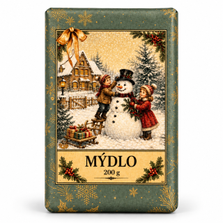 Vánoční tuhé mýdlo 200 g - zelené - sněhulák